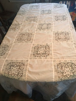 *Pure White Sheer Inlay Cotton Table Cloth Cover 102” Christmas Holiday