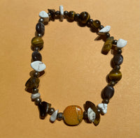 New Gold Tiger Eye Glass Beads Stretch Beaded Bracelet Gold Spacers for Womens/Teens Yoga