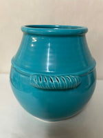 a** Teal Blue Glazed Ceramic Planter Flower Pot Vase