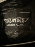 Womens Large Black Leather Motorcycle Riding Jacket by Unik Leather Apparel