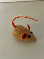 € Vintage Cute Miniature Wood Mouse Figurine