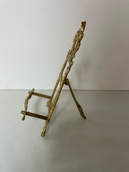 Vintage Brass Photo Easel--Small Brass Photo Easel--Tabletop Easel