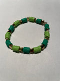 New Beaded Stretchy Clay Bead Set/3 Bracelets Handmade Kids Teens Greens and Gold