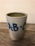 a** Vintage Pottery Gray with Cobalt Blue Salt Glaze 4” Cup Mug 1985 ABC 123