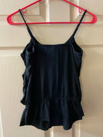 Womens Juniors XSmall XHILARATION Black Ruffled Top w/ Straps