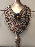 New Beaded Leopard Print Jeweled Figurine Jewelry Necklace Bracelet Organizer Holder Sarna