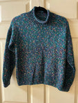 <<€* Womens Multicolored Knit Sweater Mock Turtleneck Crew Neck