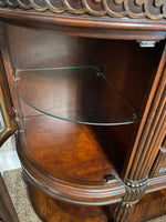 ~ Beautifully Carved Buffett~Server~Cabinet Glass Front Drawers Curio~TV Display Marble Top