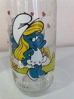 a** Vintage Pair/Set of 2 1980s Smurf Glass Tumblers Clumsy Smurfette Wallace Peyo Berrie & Co