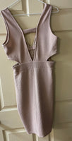 NEW Womens Juniors CHARLOTTE RUSSE Sleeveless Beige Open Midriff Dress Large