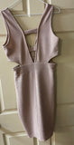 NEW Womens Juniors CHARLOTTE RUSSE Sleeveless Beige Open Midriff Dress Large