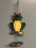 New Stain Glass WIND CHIME Suncatcher Mobile Green Frog
