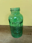 ~€ Vintage Green 1/2 kg Pharmacy Apothecary Glass Medicine Bottle Jar 6.5” H