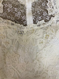 Vintage Sz 6/8 1980s White Lace Custom Wedding Dress w/ 8'6" Cathedral Train Long Sleeve 3 Tiered Veil