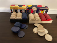 Vintage 200 Ct. Thesco Horse-Shoe & V-B 4 Suits Paper 1.5” Poker Chips Embossed Double Sided
