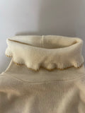 Girls Medium Sz 10T-12T Sears Roebuck Ivory Long Sleeve Sweater Turtleneck Gold Thread