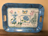 €€ KELLER-CHARLES Melamine Rectangular Springtime Flowers Butterfly Serving Tray Italy