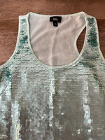 Womens Juniors MOSSIMO Small Green Sheer w/ Sequin Front Tank Top