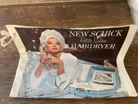 a* Vintage Working SCHICK Petite Salon 4 Temps Hairdryer Blue Case Nail File Dryer
