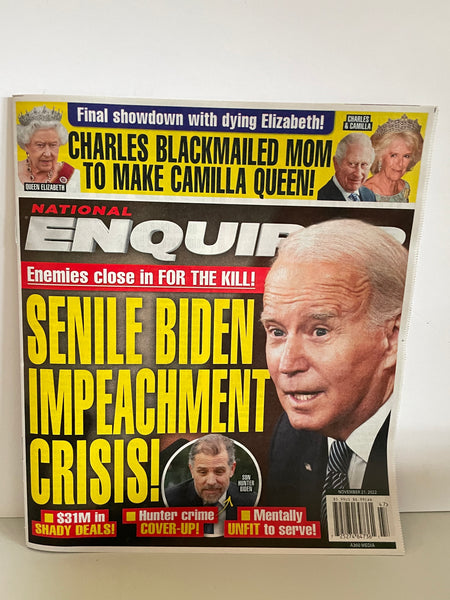 € NEW NATIONAL ENQUIRER Magazine Senile Joe Biden Impeachment November 21 2022