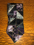 Mens BACHRACH Italy Silk Neckware Tie Necktie Geometric Purple Green