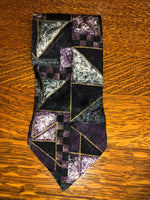 Mens BACHRACH Italy Silk Neckware Tie Necktie Geometric Purple Green