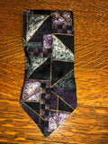 *Mens BACHRACH Italy Silk Neckware Tie Necktie Geometric Purple Green