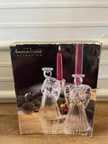 a** Pair/Set of 2 The American Crystal Collection 7 1/4" Angel Candleholders 24% Lead Crystal USA Taper