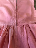 Vintage Girls Sz 6/7 Satin Sleeveless Salmon Pink Dress Zip Back Skirt Netting