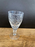 a** Crystal Cut Clear Glass Cordials Wine Goblet Barware Glasses Set of 3 4” H