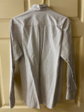 +* Mens XLarge Sz 41 EU Dress Shirt White with Purple & Black Pinstripe Button Down Long Sleeve