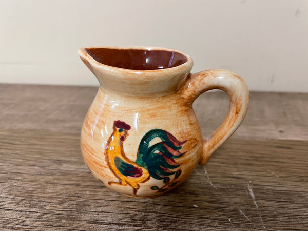 Vintage Pottery Gold Brown Glaze Rooster 2.5” Pitcher Handle