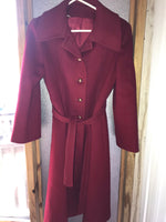 Vintage Womens STEVENS FORSTMAN Red Wool Coat Collar Top Stitched