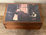 <€€ Vintage Wood Music Jewelry Box Case Red Velvet Lining “We’ve Only Just Begun” Marriage