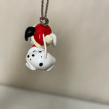 a** Vintage Miniature Dalmatian Pup w/ Red Hat  Christmas Holiday Ornament