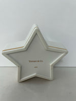 <€€ Vintage Tiffany & Co Star Porcelain Trinket Box Dish 24K Gold Trim 4.25" Cobalt Blue Porcelain