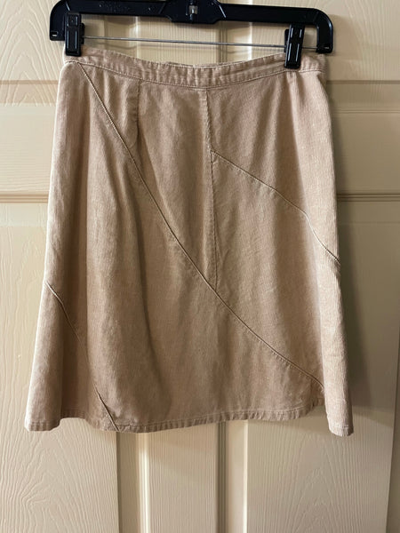 Womens Juniors Sz Large 9/10 27” Waist CHEROKEE Beige Cotton Corduroy Skirt Zipper