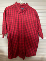 Mens ROUNDTREE & YORKE Cotton/Poly  Short Sleeve Button Down Shirt XLarge Red Plaid