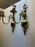 a** Pair/Set of 2 Vintage Brass Wall Sconce Taper Candle Holders 12"