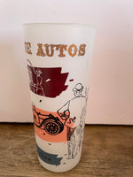 a** Vintage ANTIQUE AUTOS 1913 Hudson Frosted Highball Ice Tea Glass Tumbler Barware