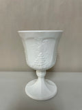 a** Vintage Pair/Set of 9 Milk Glass Indiana Harvest Pedestal Footed Wine Goblets White Grape & Leaf