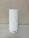 a** Vintage Milk Glass Vase White 7.5” Etched Leaves