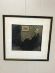 ~€ Vintage Framed Art Print "The Artist’s Mother Whistler" Louvre Paris Under Glass 1920's