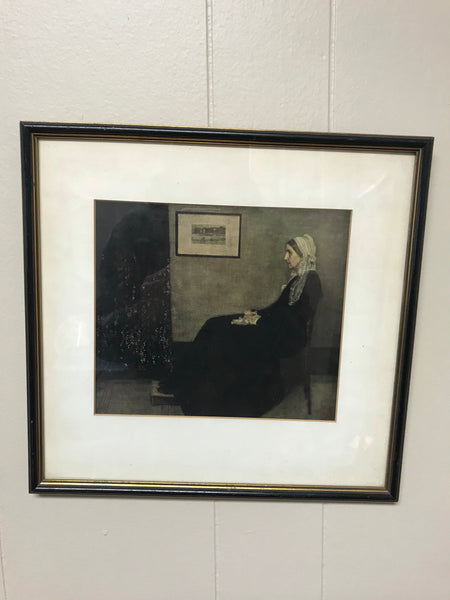 ~ Vintage Framed Art Print "The Artist’s Mother Whistler" Louvre Paris Under Glass 1920's