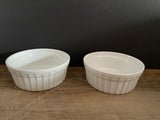 a** Set/5 Ramekin Bakeware Short 4” Diam x 1.5"  Soufflé White Unbranded