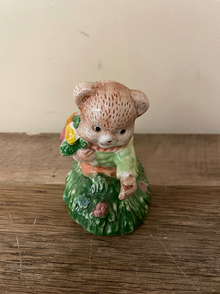 *Teddy Bear with Bouquet of Flowers Porcelain Figurine
