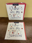 <€€ New Valentine Card YOU ARE MY SUNSHINE w/ Envelope in Plastic Seal 2022 Paper Thread