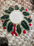 Vintage Christmas Poinsettia Ceramic Candy Dish China