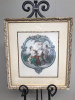 ~€ Vintage Framed Mother with Cherub Angels Professionally Antiqued Gold Framed