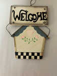 ~¥ Painted “WELCOME” Hanging Wood Block Sign Plaque